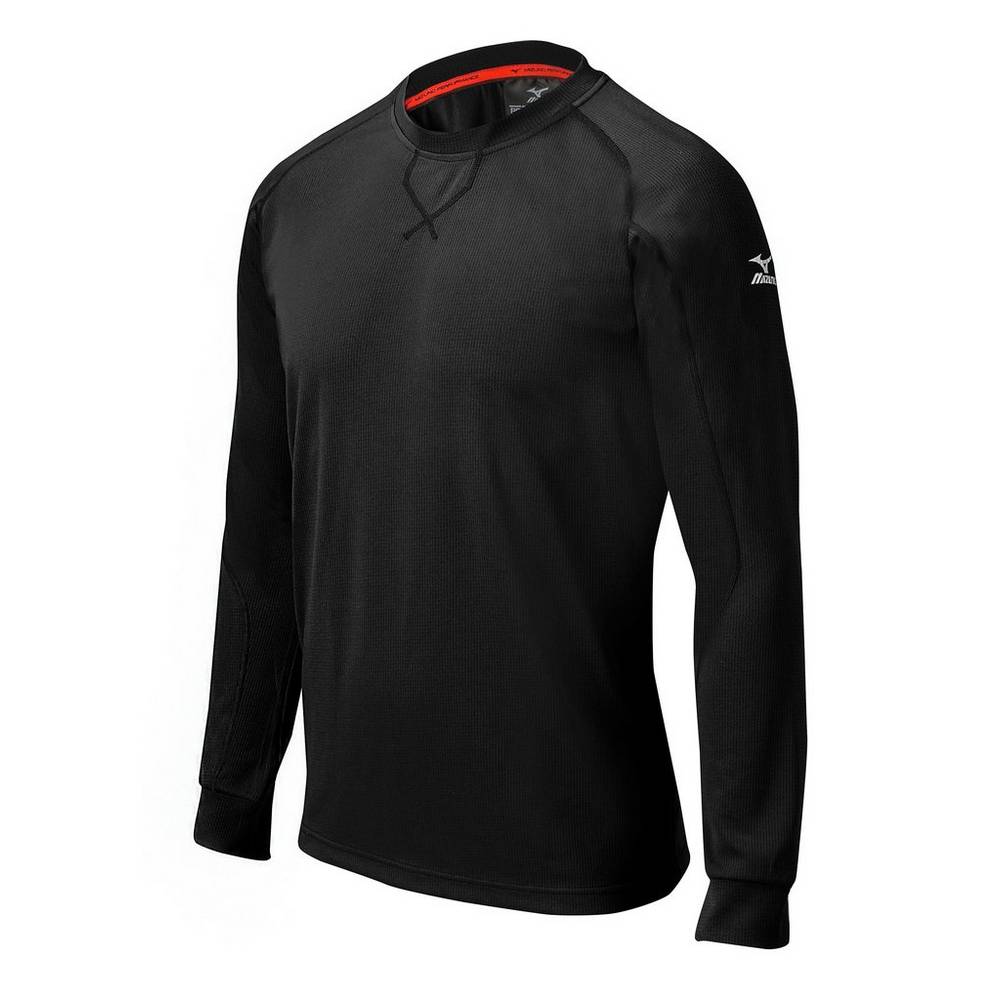 Mens Mizuno Comp Long Sleeve Training Baseball Shirt Black Philippines (XWHMEP380)